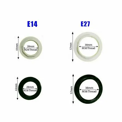 2 X Black / White Plastic Lampshade Collar Ring Thread Lamp Light Shade E27/ E14 • £4.89