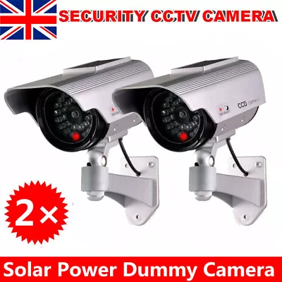 2Pack Dummy Fake Solar Power Security CCTV Camera With Flashing LED Light UK • £13.99