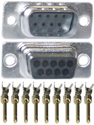 Lot10 D-Sub Male/Plug DE/DB9pin Cable/wire Crimp/Crimping End/Connector$SH{+PINS • $13.50