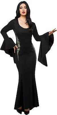 Rubie's Women's Morticia Addams Costume Black Dress Wednesday Series LARGE 12-14 • $49.95