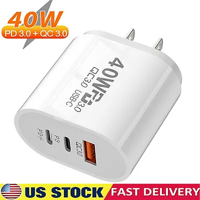 Dual PD 40W Fast Wall Charger Power Adapter For IPhone 15 Pro Max 14 13 12 Plus • $6.38