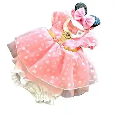 Disney Baby Minnie Mouse Dress Pink 6-12 Months Bloomers Bow Headwrap Infant • $39.97