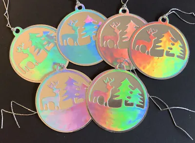 Set Of 6 Handmade 3d Christmas Gift  Silver Holographic Bauble Tags • £3.25