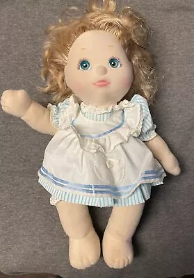 My Child Doll Girl Blonde Hair Blue Eyes Pinafore Dress Shoes Socks Panties Book • $85