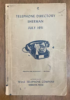 1951 Sherman Howe TX Texas Telephone Company Directory • $22.99