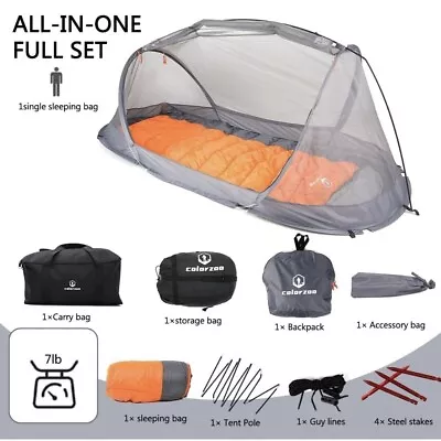 Camping Mosquito Tent With Sleeping Bag Combo- Integrates A Spacious Mosquito  • $79.99