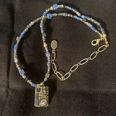 Michal Golan Blue Lapis Beaded Crystal Pendant Necklace  • $47