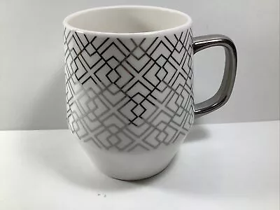 Edible Arrangements Mug Cup Geometric Pattern Silver Painted Handle 25oz Ceramic • £16.38