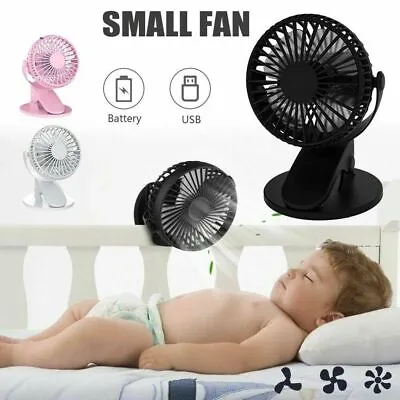 $19.99 • Buy Mini Cooling Fan 3 Speeds USB Rechargeable  Clip On Desk Baby Stroller Portable