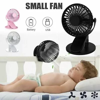 Mini Cooling Fan 3 Speeds USB Rechargeable  Clip On Desk Baby Stroller Portable • $19.99