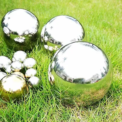6x Stainless Steel Gaze Balls Sphere Mirror Ball Seamless Home Garden Decoration • £12.88