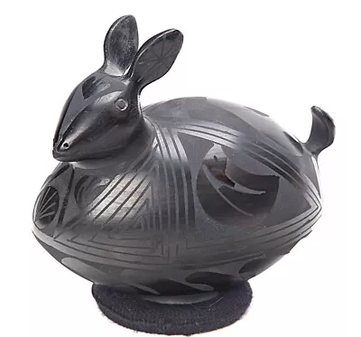 Mata Ortiz Pottery Jose Gonzales Black On Black Signed Hare Effigy • $300