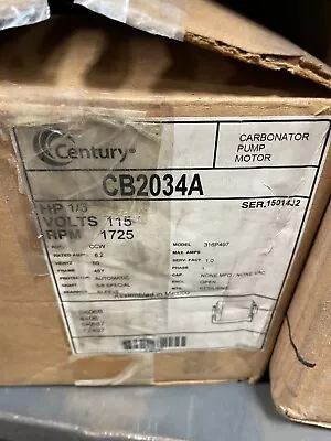 Century Motors CB2034A 115v 1/3hp 1725rpm 48Y Motor • $99.99