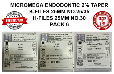 £5.95 • Buy Micromega K-files/h-files Dental Endodontic Prime Line Genuine Sealed Unopened