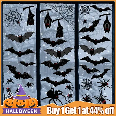 113Pcs Halloween Bat Spider Vinyl Stickers Window Decorations Spooky Party Kids • £2.95