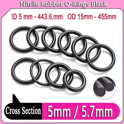 Nitrile Rubber O-Rings 5mm 5.7mm CS (NBR) Sealing Gasket For Automotive Plumbing • £1.67