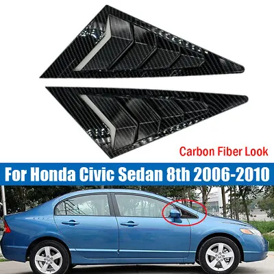 Carbon Fiber Front Window Scoop Louver Cover For Honda Civic Sedan 8th 2006-2010 • $22.17