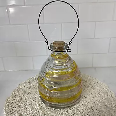 Vintage Bee Fly Wasp Trap Catcher Jar Hive Shaped Glass Wire Hanger • $22