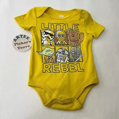 Star Wars Bodysuit One Piece Infant Size 6-9 Month NWOT Yellow Gold Little Rebel • $9.99