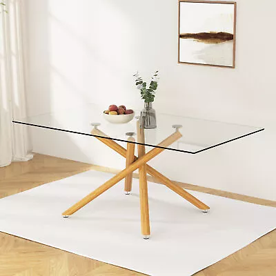 71 X39 Large Rectangular Kitchen Dining Table Tempered Glass Tabletop Metal Legs • $499.99