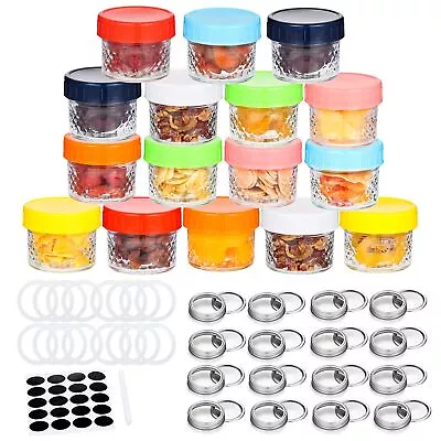 Mini Mason Jars 4 Oz - Pack Of 16 Small Glass Jars With Lids And Sealing Ban... • $32.38