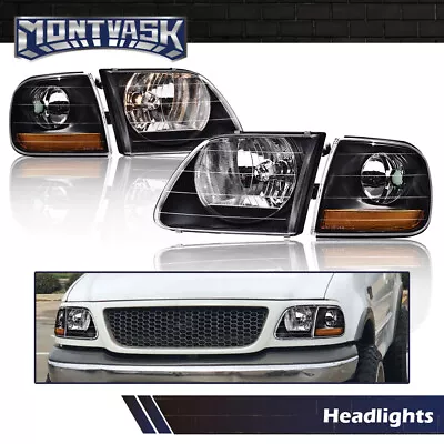 Fit For F150 Expedition Lightning Style Headlights & Corner Parking Lights Black • $58.50