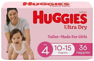 Huggies Ultra Dry Nappies Girls Size 4 (10-15kg) 36 Count • $22.15