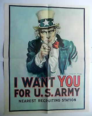 UNCLE SAM I WANT YOU FOR U.S. ARMY Poster Govt Printing Office 1975 22x28 Mint • $65