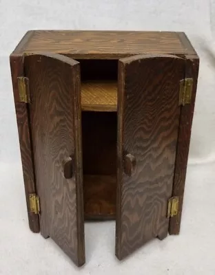£12.95 • Buy Lovely Vintage Dark Oak Ply Miniature Doll Dolly's Wardrobe Cupboard C1950/60's 