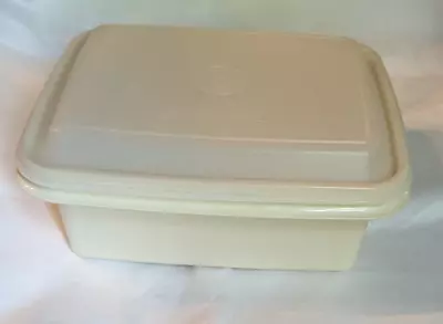 Vintage Tupperware Ice Cream Keeper 1254 Almond Bottom & 1255 Frosted Lid • £9.63