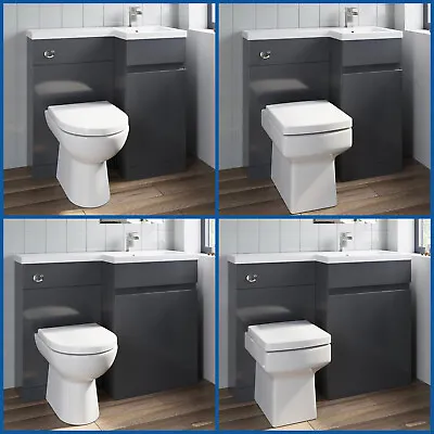 £399 • Buy Grey Bathroom Vanity Unit Sink Basin Toilet Combined Furniture Left/Right Hand