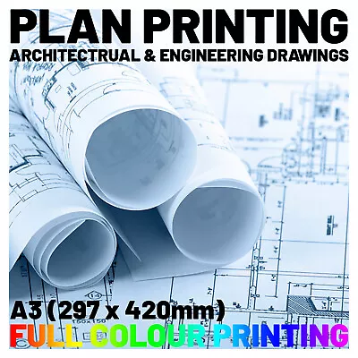 Architectural CAD Engineering Technical Blueprints Drawing Plans Printing A3 • £3.95