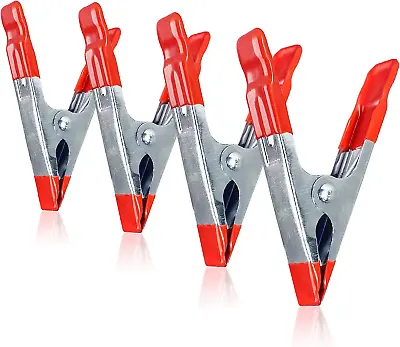 4PC  4  Inch Red Metal Spring Clamps Heavy Duty Clips With PVC Coated Tips & Ha • $5.98