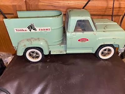 Vintage Tonka Farms Horse Pickup Truck Mint Green Pressed Steel • $100