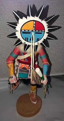 Dancing Hopi Kachina Doll 14” Native American Sun Face God Ernest Calvin Signed • $275