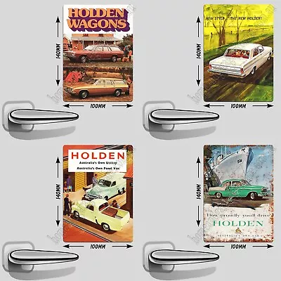 100mm X 140mm Aluminium Fridge Magnet - Set Of 4 - Holden Wagons Eh Fj Fe • $39.99