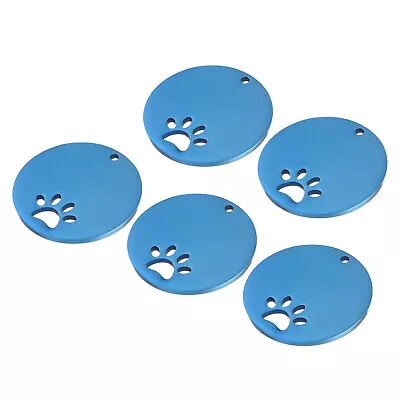Metal Dog Paw Tags Stamping 1.18 X1.18  Blue Blank Tags DIY Engraving 5pcs • $11.08