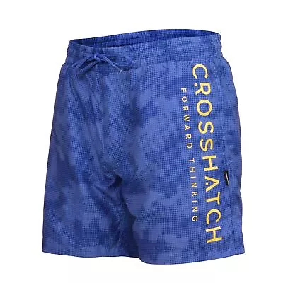 Mens Crosshatch Designer Camo Swim Shorts Beach Holiday Mesh Lined Pockets • £12.99