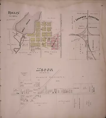 1893 Plat Map ROLLIN MACON Twp. LENAWEE Co. MICHIGAN / RIDGWAY On Reverse • $45.95