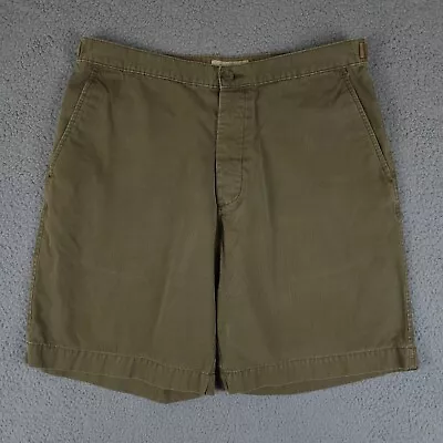 Vintage J Crew Shorts Mens 34 Green Chino Adjustable Button Fly Casual Cotton • $17.05