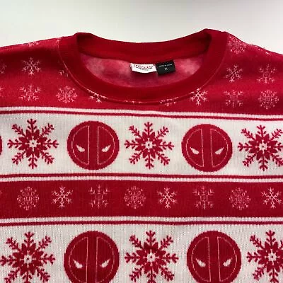 $24.99 • Buy Deadpool Marvel Men's XL Red Long Sleeve Christmas Snowflake Sweater 
