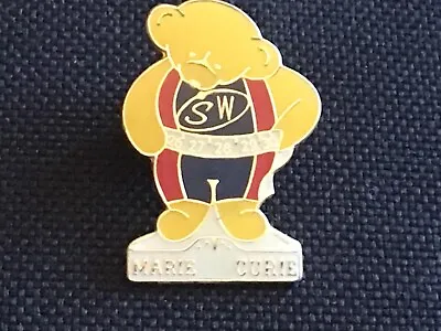 Marie Curie Charity Yellow Bear On Weighing Scales Pin Badge • £2.80