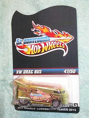 2012 Hot Wheels 5 Annual Mexico Convention VW Drag Bus Gold 1/50 • $225