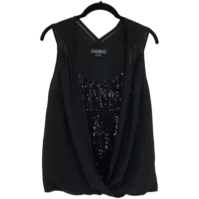 Guess By Marciano Black Sleeveless Sequin Surplice Lace Layered Top Size S • $38