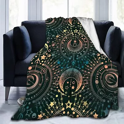 Magical Astrology Moon Star Blanket Soft Blankets Flannel Bed Throw Cozy Ligh... • $25.20