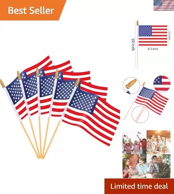 65-Pack Handheld Mini American Flags On Wooden Sticks For Patriotic Decor • $30.99