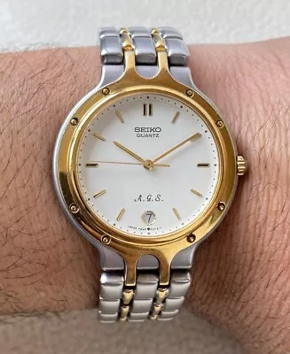 Seiko Presage AGS Vintage Watch Kinetic 7M22-6A10 Two Tones Gold Plated Rare  • $239