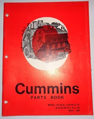 $11.20 • Buy Cummins V8-185-B, V470-BI-CI-IP Diesel Engine Parts Catalog Manual Book Original