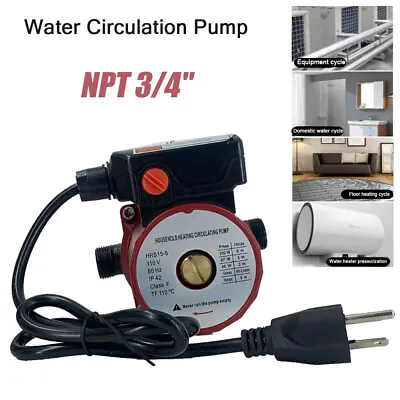 $41 • Buy NPT 3/4'' Automatic Booster Pump Hot Water Circulation Pump 3-Speed 110V