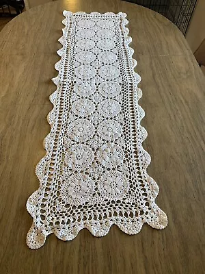 Vintage Hand Woven Crochet Table Runner Cotton Lace Hollow Doily Wedding Party • $25